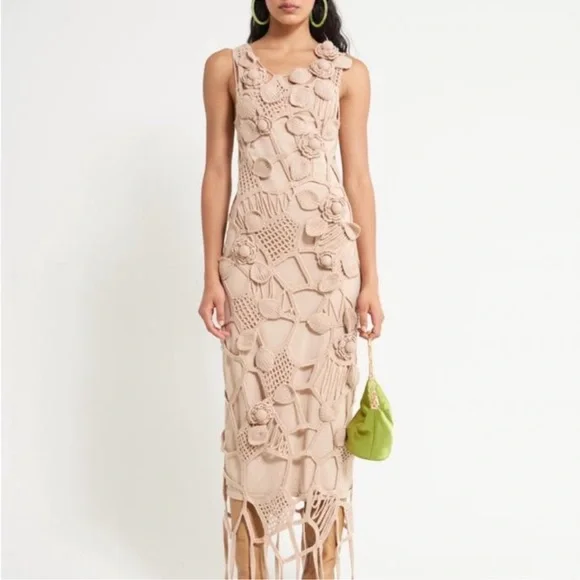 Cult Gaia Chandler Crochet Dress, Sand, Women's, X-Small, Cocktail & Party Wedding Guest Dresses Cocktail Dresses
